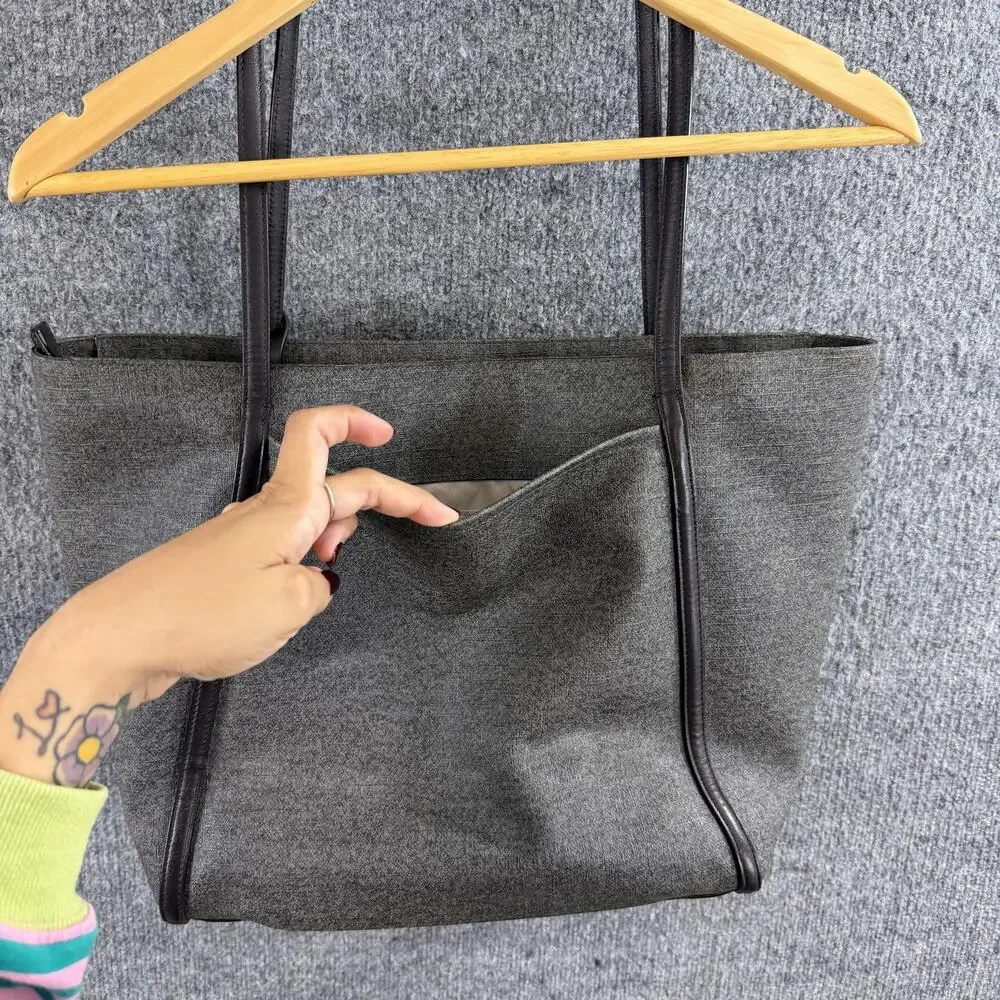 Tumi Sinclair Q Tote Bag Grayft Leather Trim Travel Everyday Office Travel Work